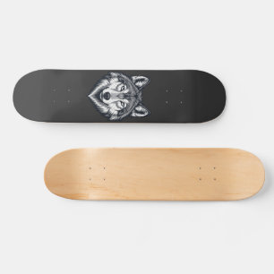 Skate Longboard Gráfico de Cabeça de Lobo Solitário Fero