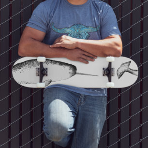 Skate Lover de Baleia do Narhwal Unicorn, Ilustração Mág