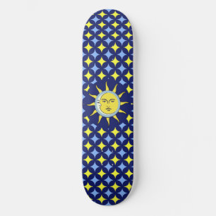 Skate Lua & Sol no padrão de estrela azul e amarelo