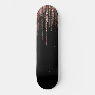 Skate Luxury Black Rose Gold Sparkly Glitter Fringe