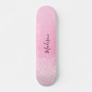 Skate Luzes brilhantes rosa personalizadas