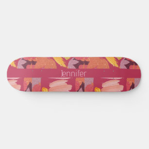 Skate Magenta vibrante e Abstrato Dourado