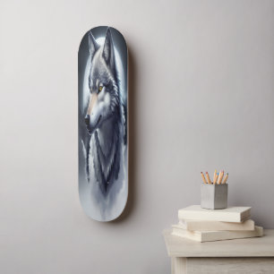 Skate Majestoso do Lobo - Presente de Deck de Arte