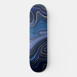 Skate Malaquita Azul Acentos Dourados Luxo Chic Pedra Pr