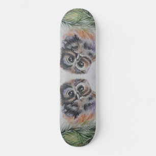 Skate Mamães... - Pintura Em Aquarela - Coruja
