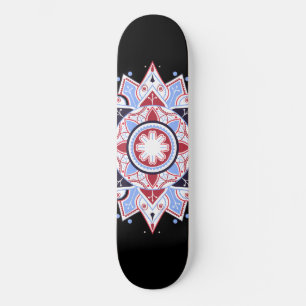 Skate Mandala Abstrato Geométrico Padrão Azul Vermelho N