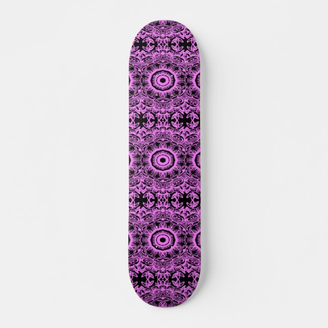 Skate Mandala floral, rosa e preto (Frente)