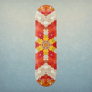 Skate Mandala Hexagonal Vermelho e Amarelo