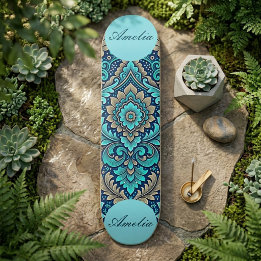 Skate Mandala Sagrado Azul Marinho Damascos Espiritualid