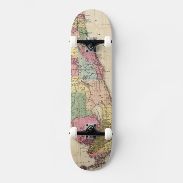 Skate Mapa da Vintage na Flórida (1870) (Frente)