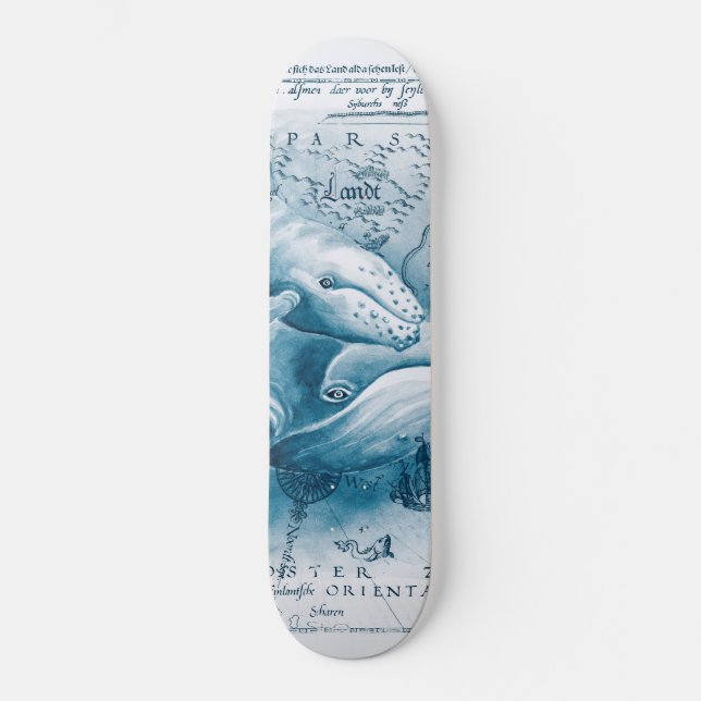 Skate Mapa da Vintagem Azul Humpbacks (Frente)
