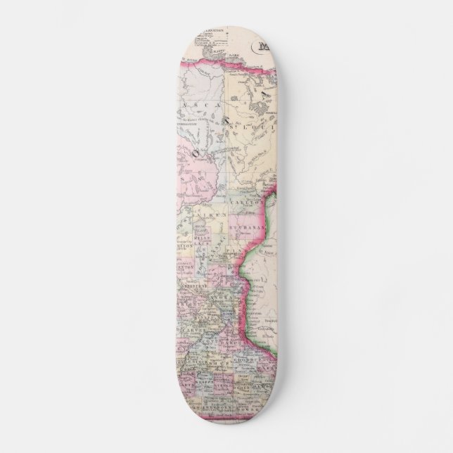 Skate Mapa de Vintage de Minnesota (1864) (Frente)