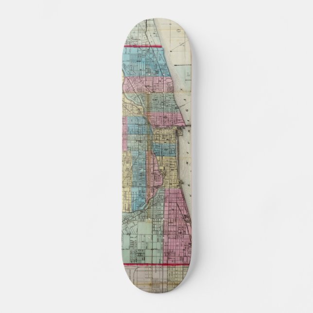 Skate Mapa do vintage de Chicago (1869) (Frente)