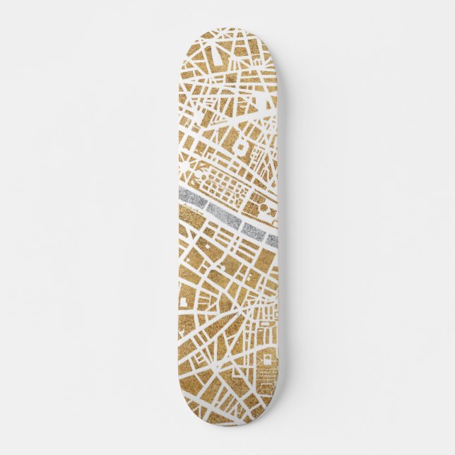 Skate Mapa dourado da cidade de Paris (Frente)