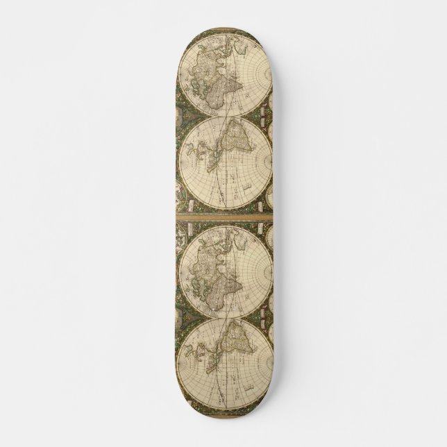 Skate Mapa mundial antigo de Frederick de Wit em 1660 (Frente)