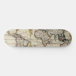 Skate Mapa Mundial Vintage com os Quatro Elementos Mitol