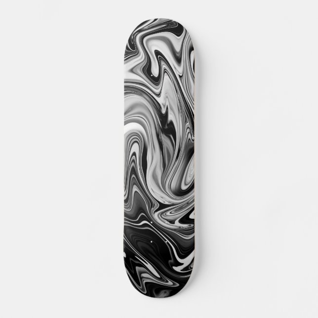 Skate Marble Elegante 7 - Preto e Branco Líquido (Frente)