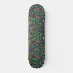 Skate Mardi Gras verde-roxo espirra abstrato