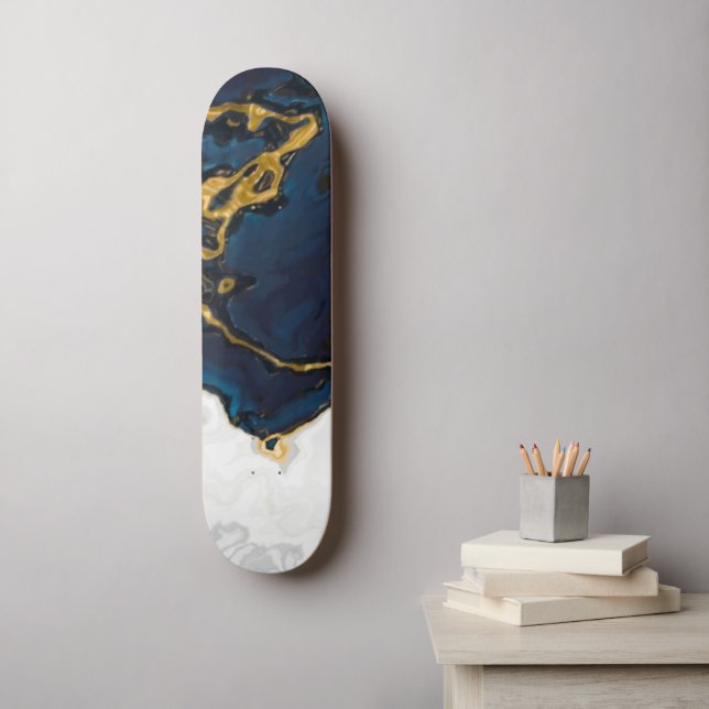 Skate Mares do mármore azul Dourado Emerald (Arte de parede)