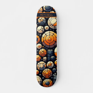 Skate Marinho Círculos de Abstrato legal Painel Laranja