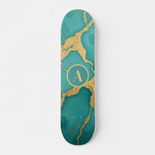 Skate Mármaco luxo Dourado e lacrado monograma