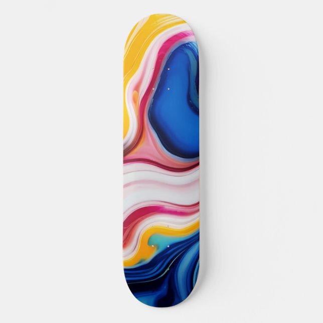 Skate Mármore azul-preto-branco-cor-de-rosa (Frente)