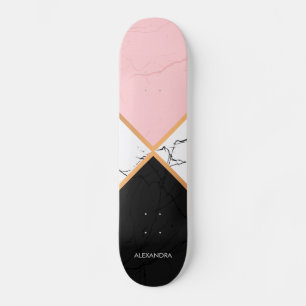Skate Mármore branco com linhas douradas