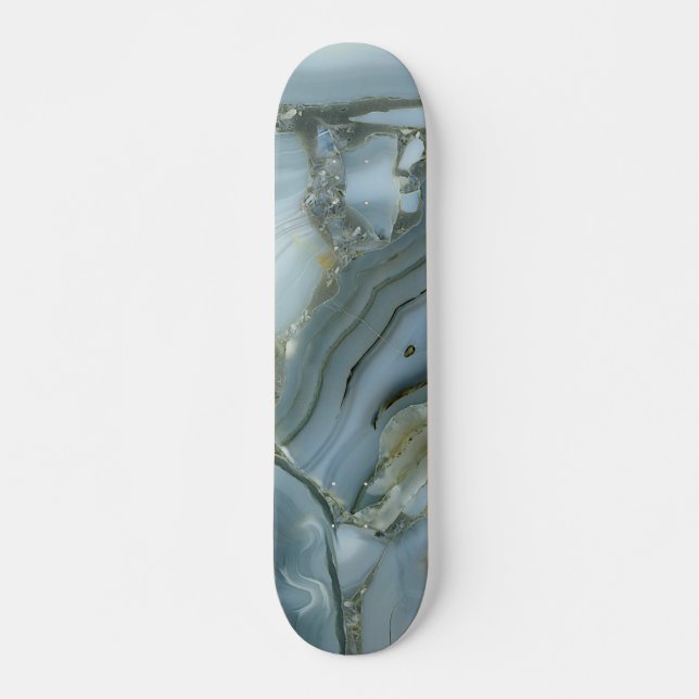 Skate Mármore Cinza Azul com Veia Dourada (Frente)
