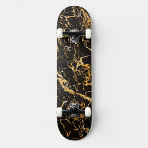 Skate mármore Dourado e negro (completo com caminhões e 