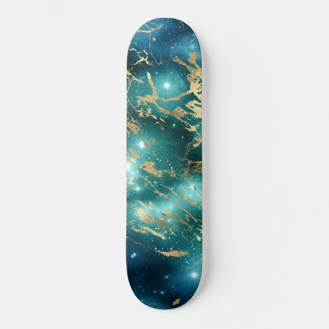 Skate Mármore Espacial Preto Estrela Dourada Noite Estre (Frente)