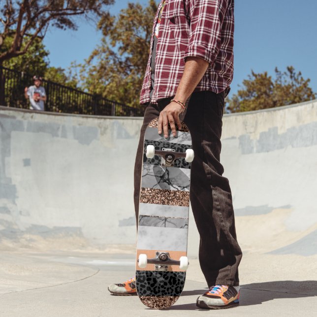 Skate Mármore Leopardo Faixas de Brilho Glam 3 (Ao ar livre 2)