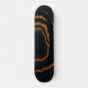 Skate Mármore Preto com Acentos Dourados Design de Luxo