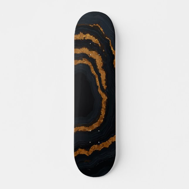 Skate Mármore Preto com Acentos Dourados Design de Luxo (Frente)