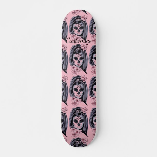 Skate Máscara de Carnaval bonito crânio de mulher Thunde (Frente)
