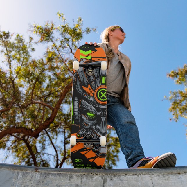 Skate Máscara de Samurai Oni Cyberpunk Neon  (Ao ar livre 1)