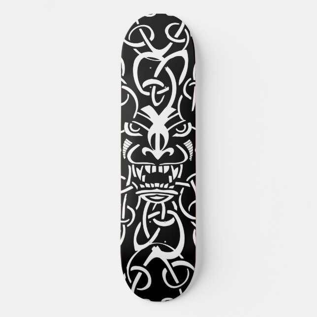 Skate Máscara de tiki tribal mítica padrão étnico design (Frente)