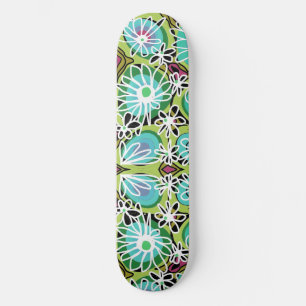 Skate Mazipoodles Love Flowers - Verde Teal Purple Branc