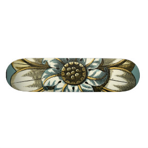 Skate Medalha Floral Ornamentado sobre fundo azul claro