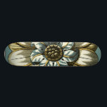Skate Medalhão Floral ornamentado sobre fundo azul claro<br><div class="desc">Um fundo azul claro serve como sotaque a esta pintura de medalhão floral ornamentado pelo Vision Studio. Camadas de folhas multiplicam a beleza da flor,  dando-lhe uma qualidade muito semelhante à vida. Compre-o hoje e deixe-o florescer em sua casa!</div>