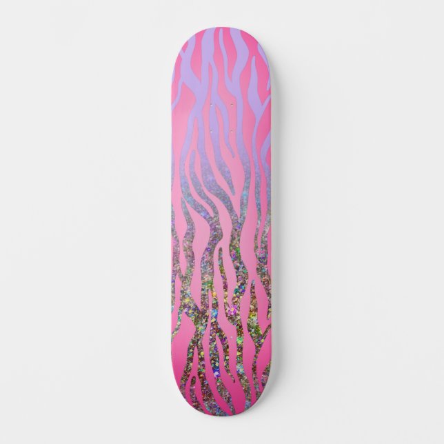 Skate Meio Brilho Impressão Tigre Rosa (Frente)