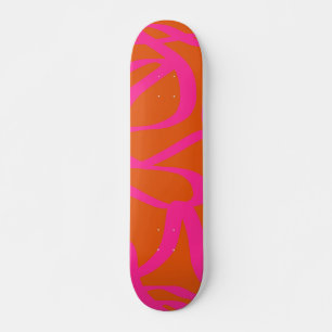 Skate Meio século Moderno Linhas Abstrato Laranja E Rosa