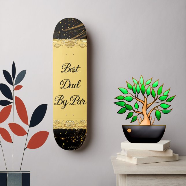 Skate Melhor Pai Da Par Modern Calliografia Brincadeira (Best Dad By Par Modern Calligraphy Leafy Swirl Fun Skateboard)