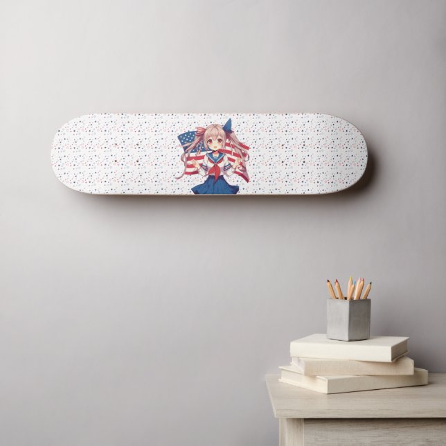 Skate Menina de animação patriótica dos EUA (Arte de parede (Horz))