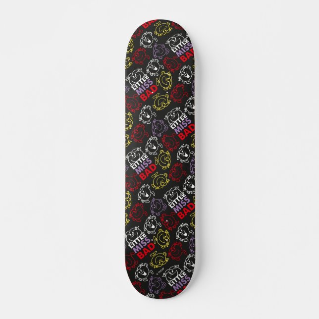 Skate Menina Mau | Padrão Preto, Vermelho e Amarelo (Frente)