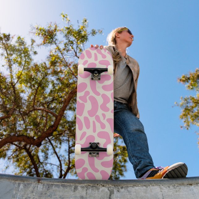Skate Meninas com estampa de vaca abstrata rosa quente  (Ao ar livre 1)
