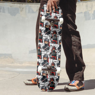 Skate Meninas Ninja Anime Com Design De Padrão De Texto