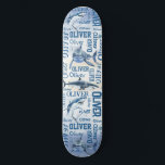 Skate Meninos personalizados com colagem de tubarões<br><div class="desc">Meninos personalizados chamam de skate de colagem de tubarões. Faz um belo presente personalizado para rapazes e homens,  para todos que gostam de oceano e tubarões.</div>