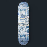 Skate Meninos personalizados com colagem de tubarões<br><div class="desc">Meninos personalizados chamam de skate de colagem de tubarões. Faz um belo presente personalizado para rapazes e homens,  para todos que gostam de oceano e tubarões.</div>