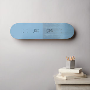 Skate Metade Azul, Metade Névoa, Seu Nome e Texto