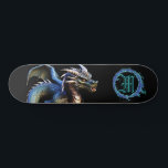 Skate *~* Metálico AP88 Dragão Teal Elemental Fierce<br><div class="desc">(Pesquise no código AP88 para localizar itens semelhantes ) Transferência fácil para outros produtos Zazzle. Element DRAGON (DRAGÃO de elemento) com ANEL de FIRE / FLAMES / FLAME e MONOGRAMA INICIAL para seu nome - Mantenha ou edite ou exclua o texto. Este famoso skate tradicional chinês estilo personalizado pro Element...</div>